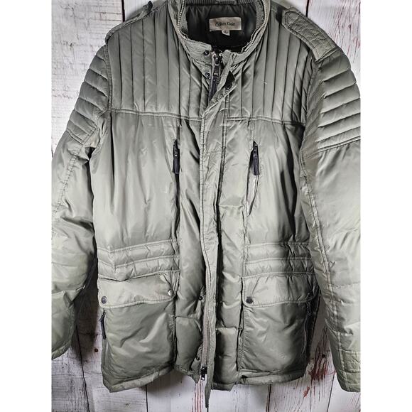 Calvin Klein Women’s Winter Puffer Parka Jacket Down Feather Size M Green - Picture 2 of 8